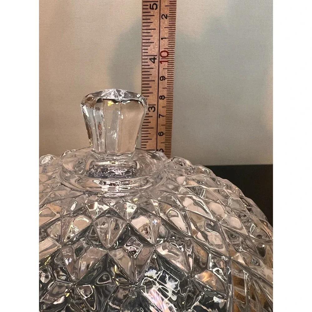 Anchor Hocking Butter Dish Clear Prescut Star of David Round‎ Covered Vintage 7